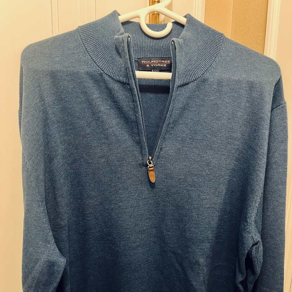 Blue quarter zip button up from a smoke free home. Sized Large.  Only worn once.
